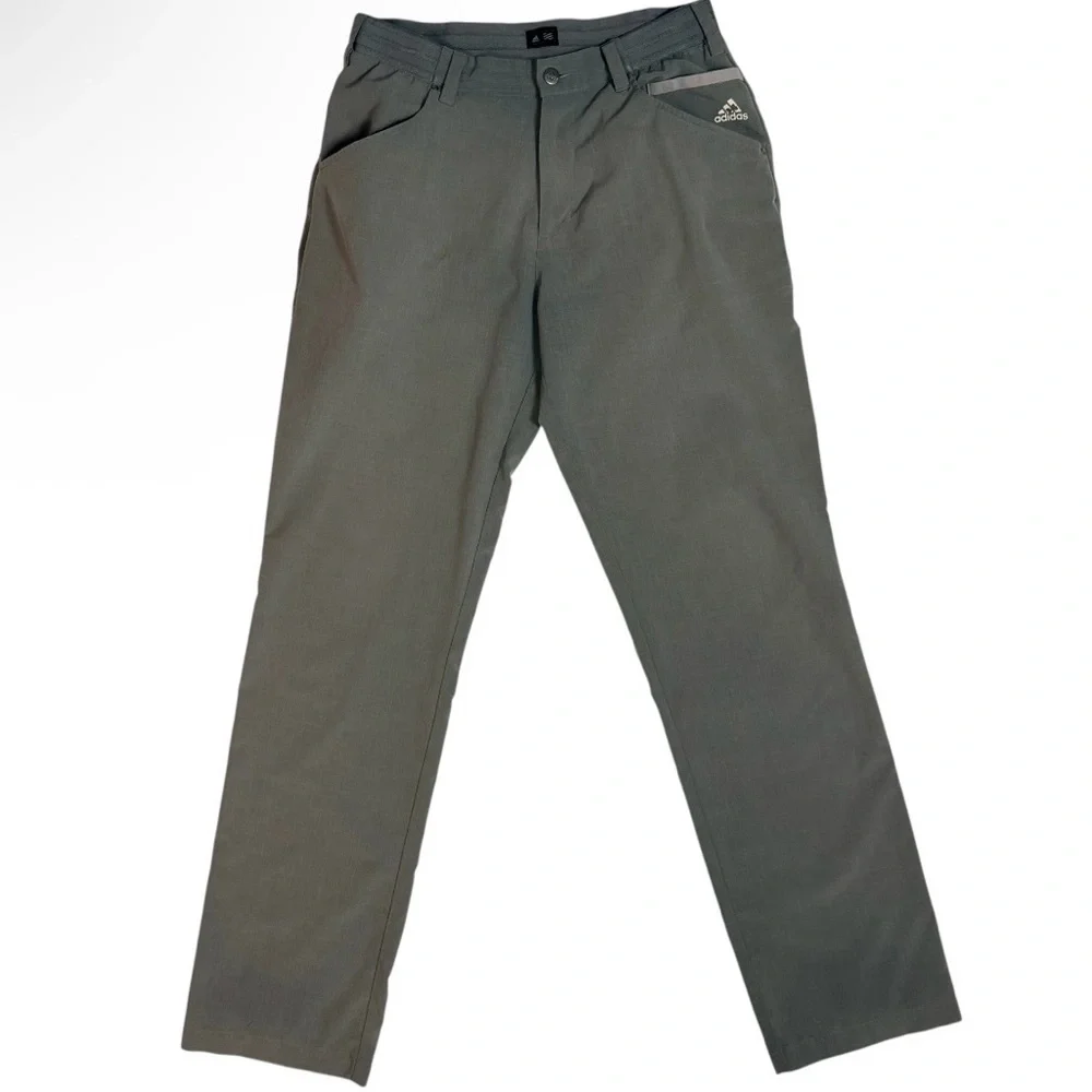 Adidas Golf Pants Mens 30x32 Gray Stretch Performance Flat Front Casual 5 Pocket
